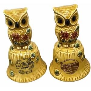 Nashville & Las Vegas Souvenir Bells of Bird Pottery Vintage Pair Bell Collect